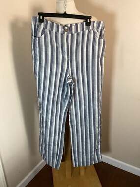 Chico's Women's Striped Linen Blend Pants Size 1.5 Regular